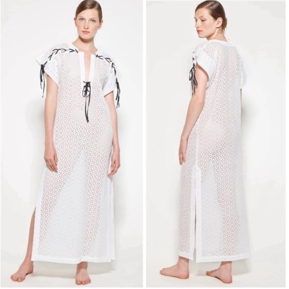 Marysia white linen maxi cover up dress